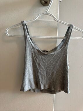 Brandy Melville Gray Ribbed Scoop Crop Tank